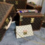 Louis Vuitton LV Unisex Croisette Chain Wallet Rose Ballerine Pink Damier Azur Coated Canvas - Imagen 9