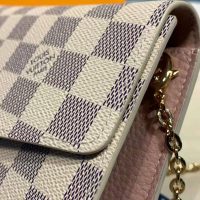 Louis Vuitton LV Unisex Croisette Chain Wallet Rose Ballerine Pink Damier Azur Coated Canvas