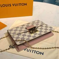 Louis Vuitton LV Unisex Croisette Chain Wallet Rose Ballerine Pink Damier Azur Coated Canvas
