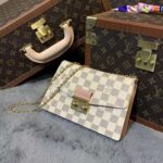 Louis Vuitton LV Unisex Croisette Chain Wallet Rose Ballerine Pink Damier Azur Coated Canvas - Imagen 11