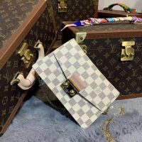 Louis Vuitton LV Unisex Croisette Chain Wallet Rose Ballerine Pink Damier Azur Coated Canvas