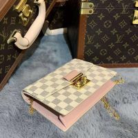 Louis Vuitton LV Unisex Croisette Chain Wallet Rose Ballerine Pink Damier Azur Coated Canvas