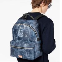 Louis Vuitton LV Unisex Discovery Backpack Ocean Blue Damier Salt Canvas Cowhide Leather