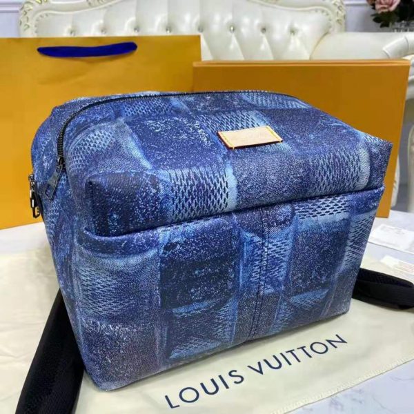 Louis Vuitton LV Unisex Discovery Backpack Ocean Blue Damier Salt Canvas Cowhide Leather (19)
