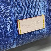 Louis Vuitton LV Unisex Discovery Backpack Ocean Blue Damier Salt Canvas Cowhide Leather