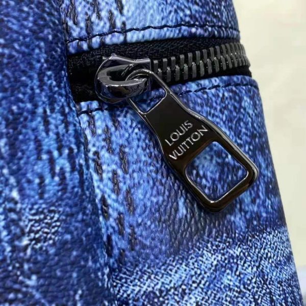 Louis Vuitton LV Unisex Discovery Backpack Ocean Blue Damier Salt Canvas Cowhide Leather (29)