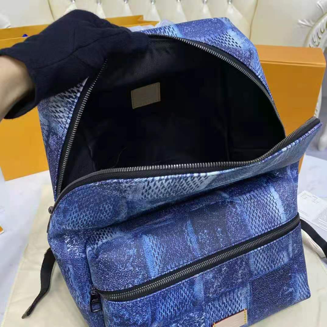 N50060 Louis Vuitton Damier Salt Canvas Discovery Backpack-Ocean Blue