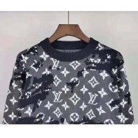 Louis Vuitton LV Men Distressed Monogram Crewneck Grey Merino Wool