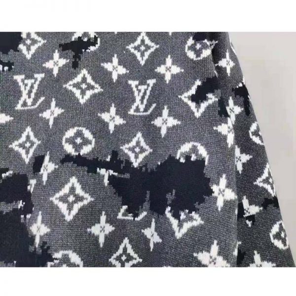 Louis Vuitton LV Unisex Distressed Monogram Crewneck Grey Merino Wool (10)
