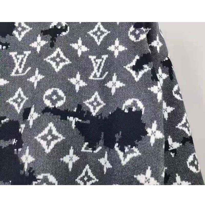 Louis Vuitton Black Distressed Monogram Sweater