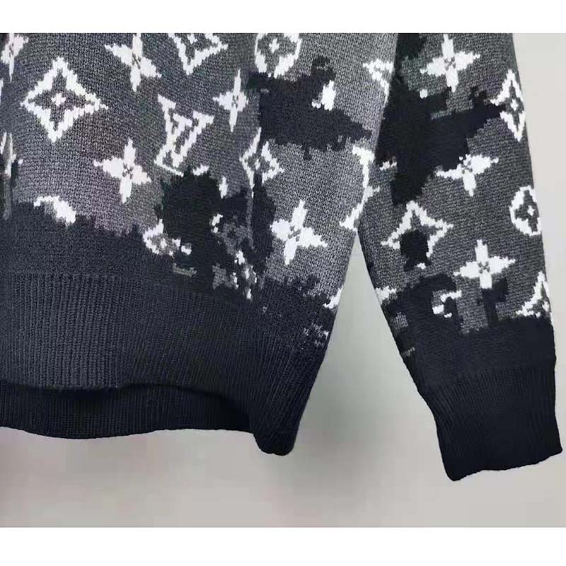 Louis Vuitton Black Distressed Monogram Sweater