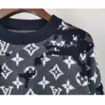 Louis Vuitton LV Men Distressed Monogram Crewneck Grey Merino Wool - Image 5