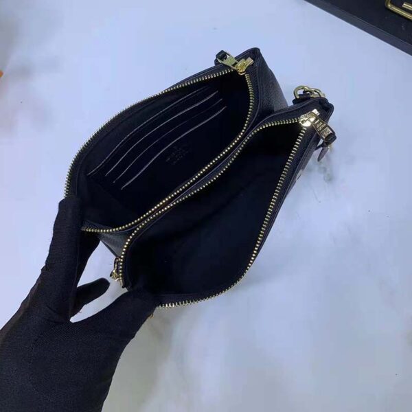 Louis Vuitton LV Unisex Double Zip Pochette Black Beige Embossed Supple Grained Cowhide Leather (3)