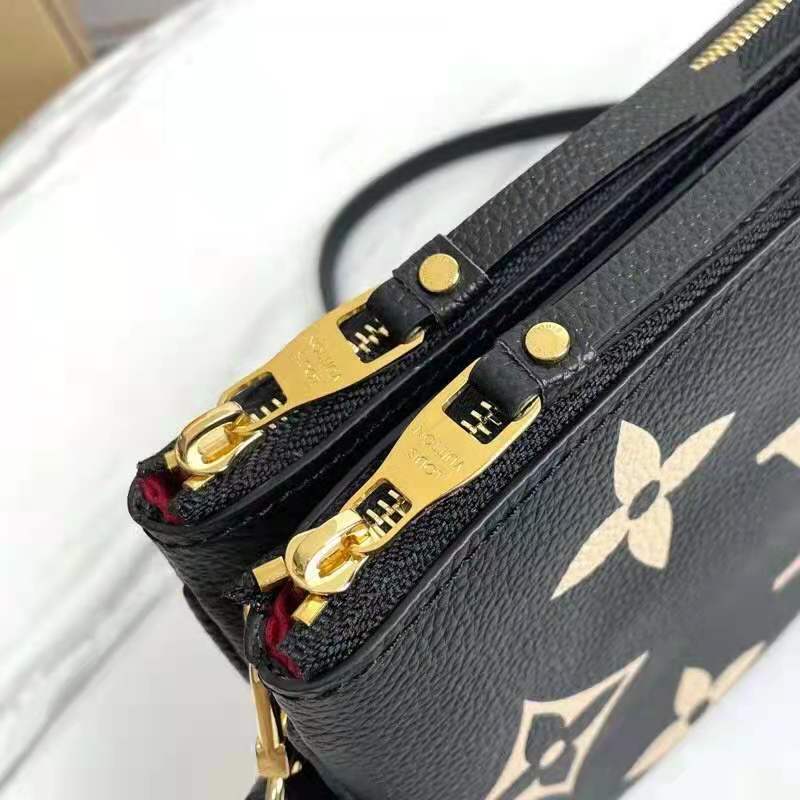 Louis Vuitton Double Zip Pochette Bag Monogram Leather In Black And Be -  Praise To Heaven