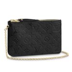 Louis Vuitton LV Unisex Pochette con doppia cerniera nera Monogram Empreinte goffrato in morbida pelle di vacchetta grana