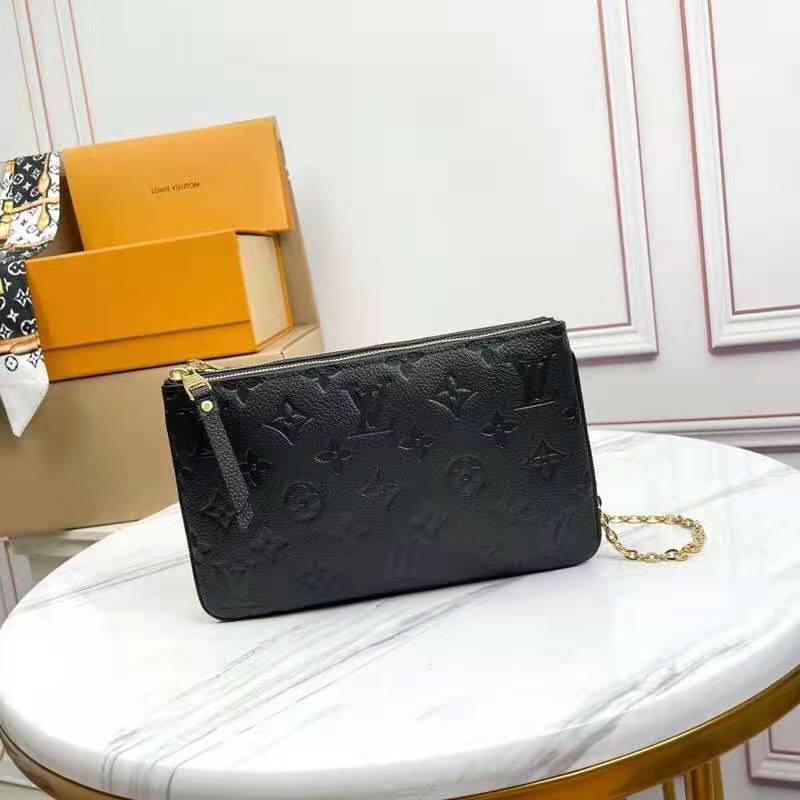 Louis Vuitton LV lined zip pochette empreinte Black Leather ref