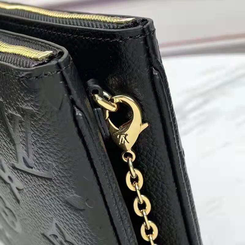 Louis Vuitton LV Unisex Double Zip Pochette Black Monogram Empreinte ...