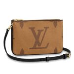 Louis Vuitton LV Unisex Double Zip Pochette Monogram Giant Reverse Monogram Coated Canvas