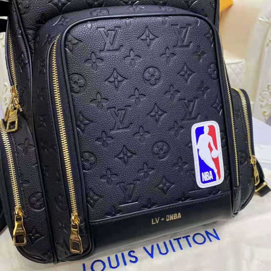 Louis Vuitton X NBA Basketball Backpack Ball Grain Leather Black 