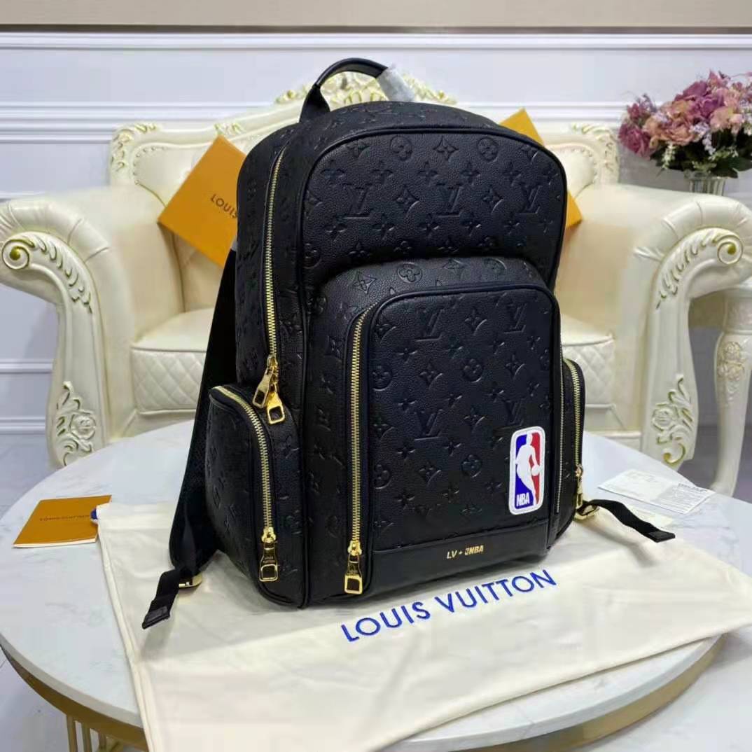 Louis Vuitton X NBA Basketball Backpack Ball Grain Leather Black 