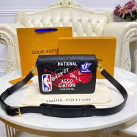 Louis Vuitton LV Unisex LVXNBA Studio Messenger Bag Black Cowhide Leather