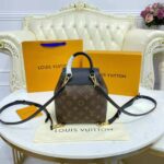 Louis Vuitton LV Unisex Montsouris BB Backpack Black Monogram Coated Canvas Cowhide Leather - immagine 7