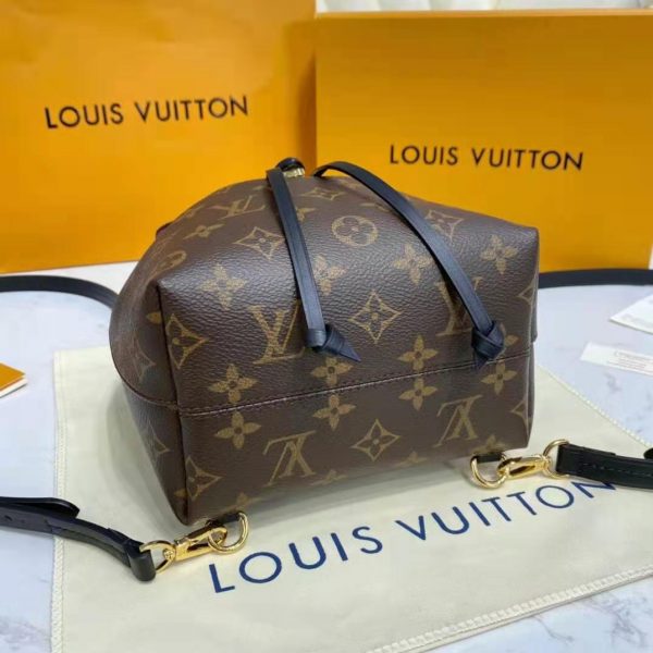 Louis Vuitton LV Unisex Montsouris BB Backpack Black Monogram Coated Canvas Cowhide Leather (11)
