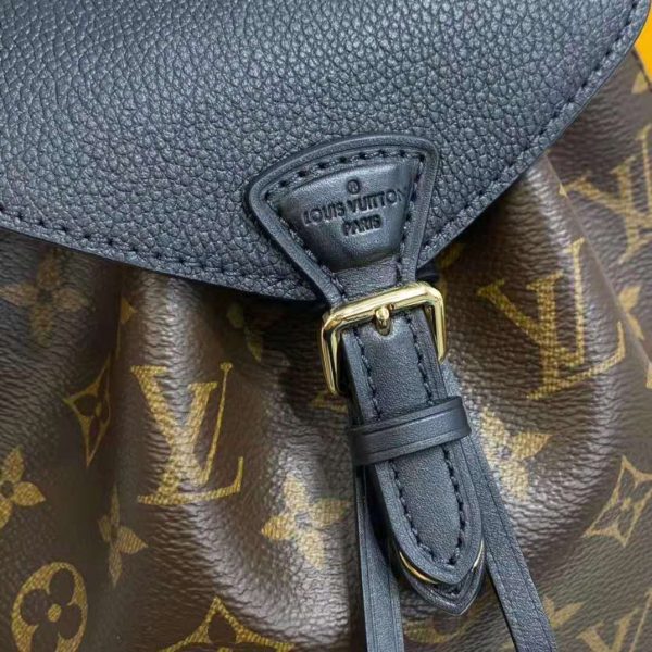 Louis Vuitton LV Unisex Montsouris BB Backpack Black Monogram Coated Canvas Cowhide Leather (13)