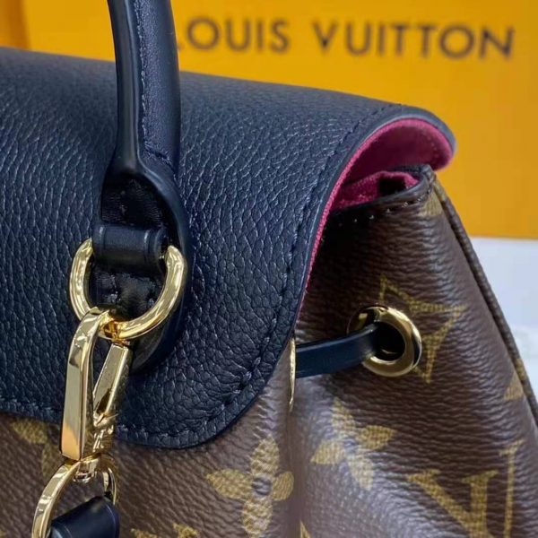 Louis Vuitton LV Unisex Montsouris BB Backpack Black Monogram Coated Canvas Cowhide Leather (14)