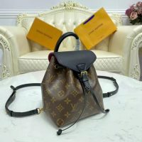 Louis Vuitton LV Unisex Montsouris BB Backpack Black Monogram Coated Canvas Cowhide Leather