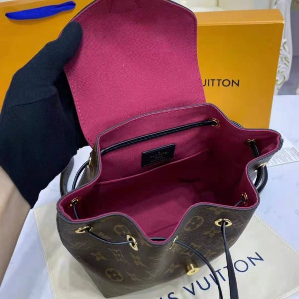Louis Vuitton LV Unisex Montsouris BB Backpack Black Monogram Coated Canvas Cowhide Leather (7)