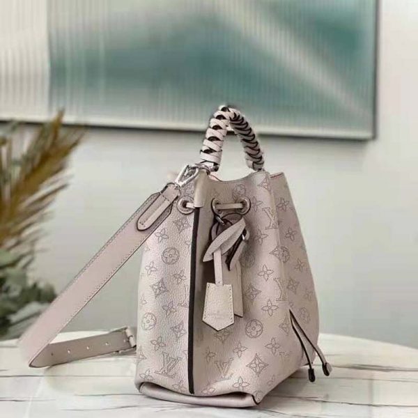 Louis Vuitton LV Unisex Muria Bucket Bag Snow White Mahina Perforated Calf Leather (3)