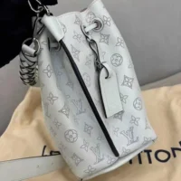 Louis Vuitton LV Unisex Muria Bucket Bag Snow White Mahina Perforated Calf Leather