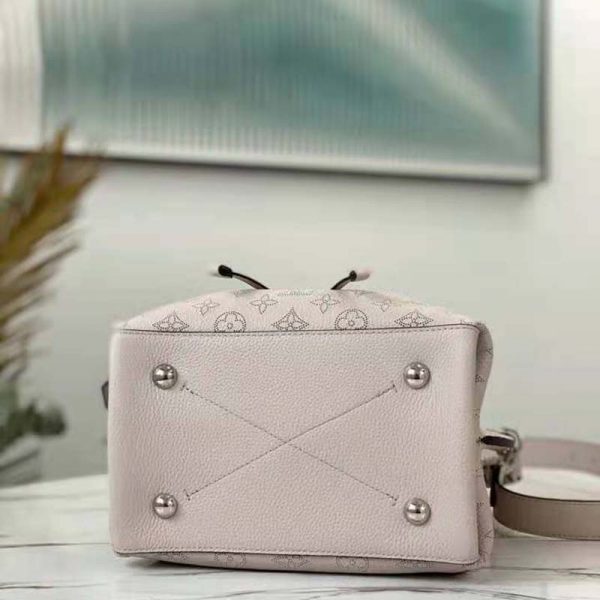 Louis Vuitton LV Unisex Muria Bucket Bag Snow White Mahina Perforated Calf Leather (7)