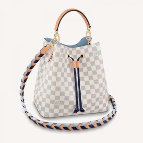 Louis Vuitton LV Unisex Néonoé MM Bucket Bag Blue Damier Azur Coated Canvas