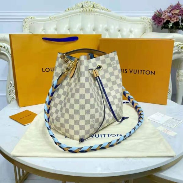 Louis Vuitton LV Unisex Néonoé MM Bucket Bag Blue Damier Azur Coated Canvas (3)