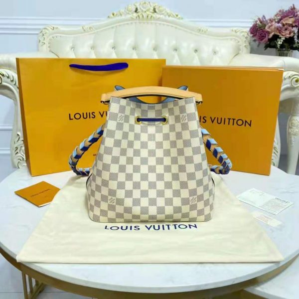 Louis Vuitton LV Unisex Néonoé MM Bucket Bag Blue Damier Azur Coated Canvas (4)