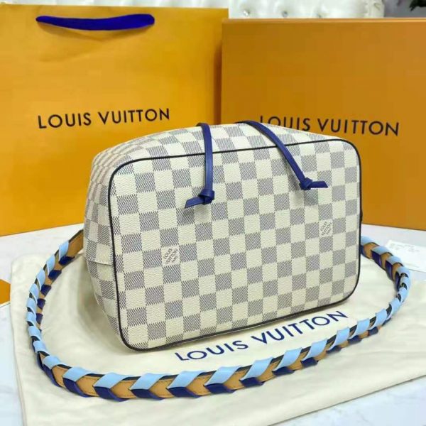 Louis Vuitton LV Unisex Néonoé MM Bucket Bag Blue Damier Azur Coated Canvas (5)