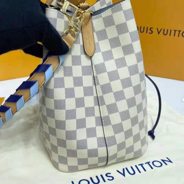 Louis Vuitton LV Unisex Néonoé MM Bucket Bag Blue Damier Azur Coated Canvas (7)