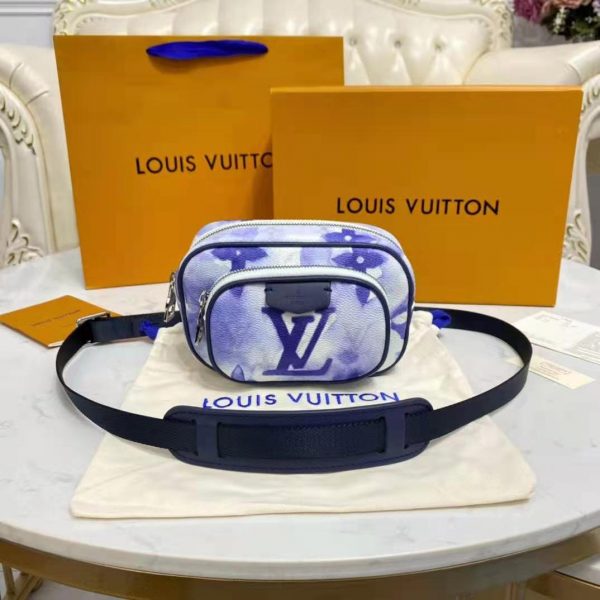 Louis Vuitton LV Unisex Outdoor Pouch Hickory Stripes Denim Cotton Canvas (3)