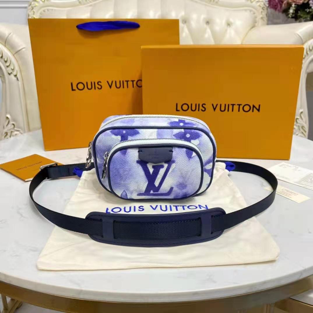 LV LV Unisex Outdoor Pouch Monogram Watercolor Blue Coated Canvas in 2023