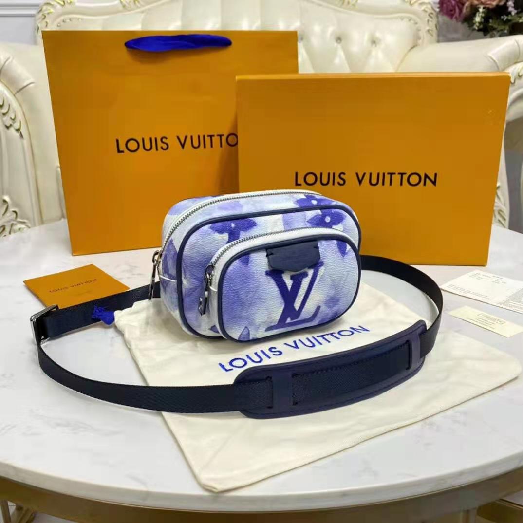 LV LV Unisex Outdoor Pouch Monogram Watercolor Blue Coated Canvas in 2023