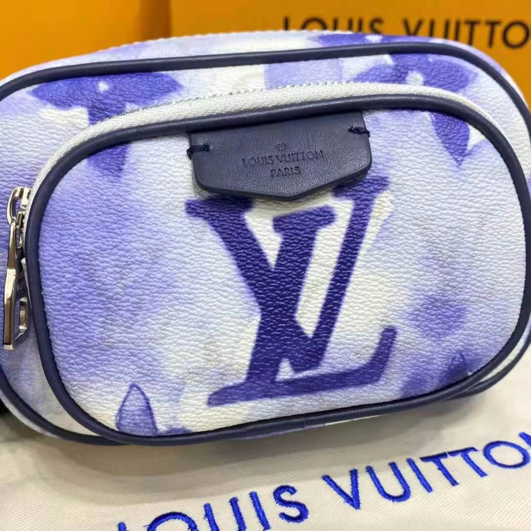 LV LV Unisex Outdoor Pouch Monogram Watercolor Blue Coated Canvas in 2023