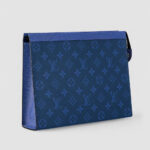 Louis Vuitton LV Unisex Pochette Voyage MM Taiga Cowhide Leather Monogram Eclipse Coated Canvas