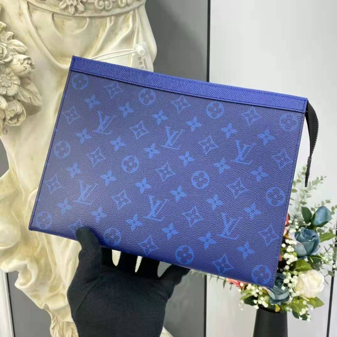 Louis Vuitton Pochette Voyage MM Monogram Bandana Bleached Blue NEW