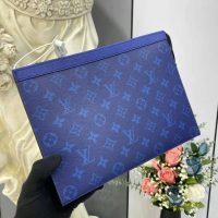 Louis Vuitton LV Unisex Pochette Voyage MM Taiga Cowhide Leather Monogram Eclipse Coated Canvas