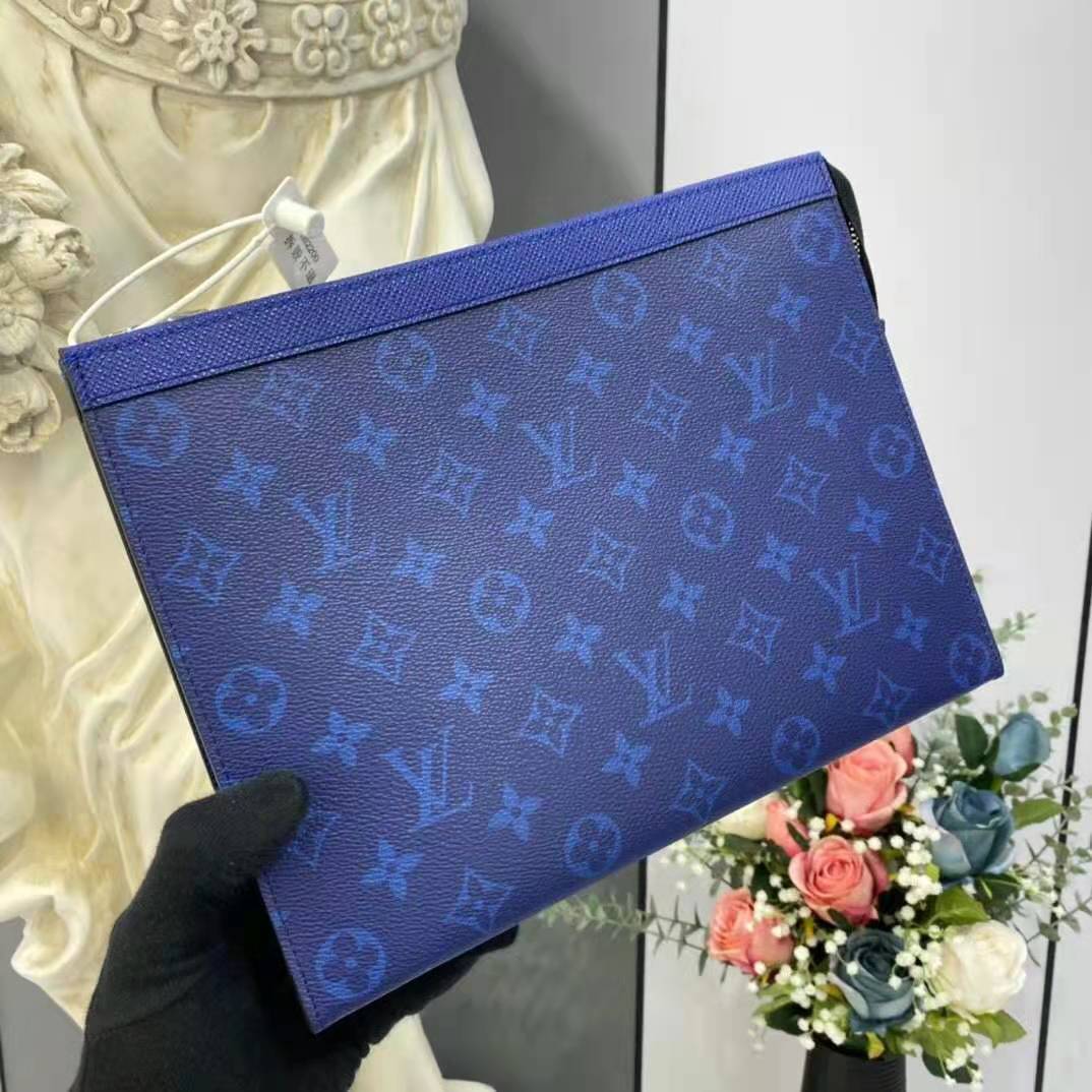 Louis Vuitton Pochette Voyage MM Monogram Bandana Bleached Blue in Cowhide  Leather with Silver-tone - GB