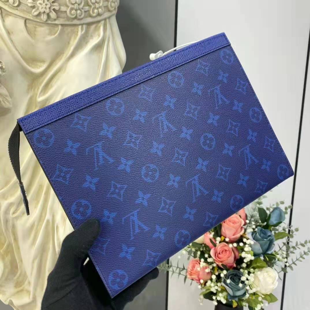 LV Pochette Voyage MM Taiga Leather Blue Lining - Kaialux