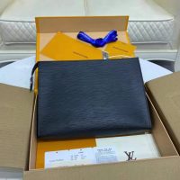 Louis Vuitton LV Unisex Pochette Voyage MM Taiga Leather Zip Closing System