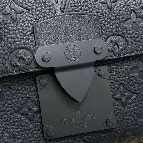 Louis Vuitton LV Unisex S Lock Messenger Black Monogram Embossed Taurillon Cowhide Leather (14)